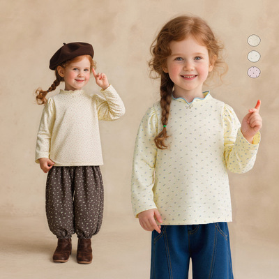 啊咪啦女童纯棉半高领T恤打底衫