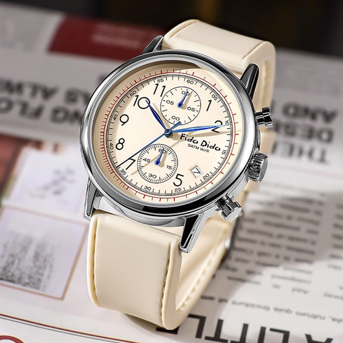 fidodido七喜小子手表日历多功能防水石英商务休闲复古风男士腕表