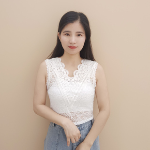 弹力蕾丝V领半截假领子女无袖 韩版 假领套头假衣领子 新款 Y902夏季