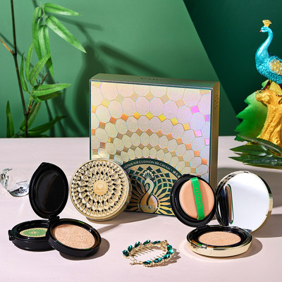 绿孔雀24K金钻修颜气垫BB霜保湿