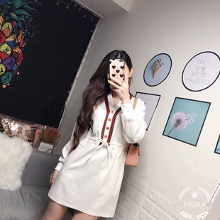 收腰雪纺连衣裙女士黑色长袖 2020春秋季 新款 流行长裙气质显瘦裙子