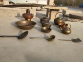 民俗老物件摆件收藏老北京铜锅铜盆铜勺铜壶暖手炉农家院铜器怀旧