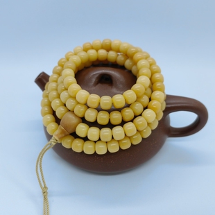 精工天然风化料老型桶菩提根108颗脖挂多圈文玩手串 男女佛珠念珠