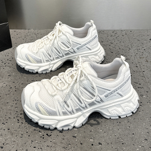 新款 真皮网面透气老爹鞋 女薄款 欧货2026春夏季 轻便厚底运动休闲鞋