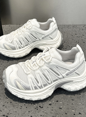 欧洲站厚底增高老爹鞋女网面透气2026春夏新款真皮薄款运动休闲鞋