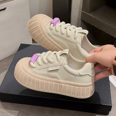 休闲百搭厚底真皮小白鞋