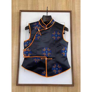 带领蒙古服装马甲日常四季短款蒙族坎肩女款百搭马夹上衣