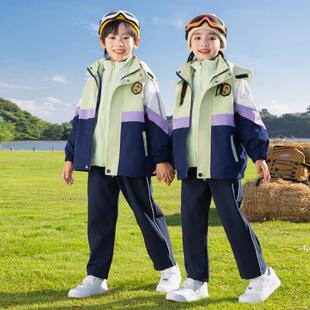 秋冬季小学生班服校服加绒加厚冲锋衣三件套一年级新款运动会服装