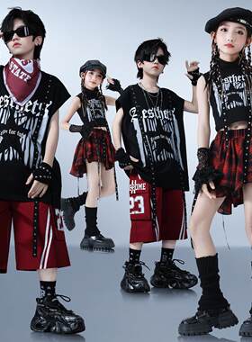 六一儿童街舞潮服男童嘻哈hiphop幼儿架子鼓服装女生爵士舞演出服