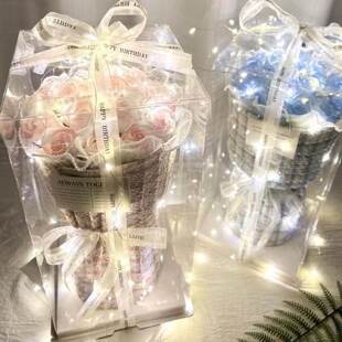 三八节女神节花束小香风永生香皂玫瑰花束生日礼物送女生女孩