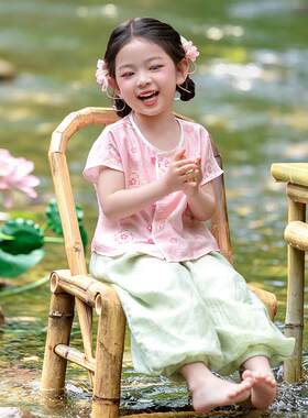 汉服女童26年夏装宝宝中国风清凉裤子套装小女孩古装休闲唐装外套