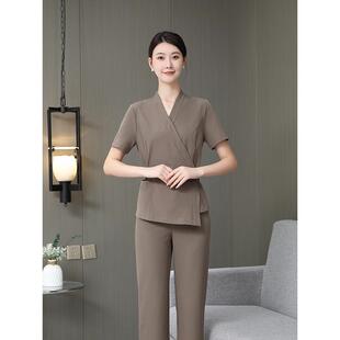 夏季新高级美容师工作服，女性健康足浴治疗按摩Spa俱乐部技师套