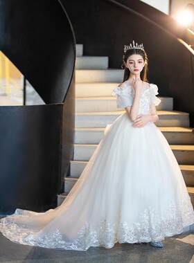女孩晚装公主装儿童音乐会钢琴表演服装长舞台表演艺术测试走秀服