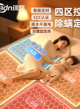 电热毯四区控温2026新款环鼎水暖毯分区双人头脚控电褥子上下暖脚
