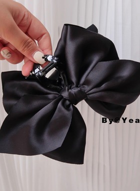 原创新款超大号布艺黑色蝴蝶结气质百搭后脑勺多发量鲨鱼发抓夹子