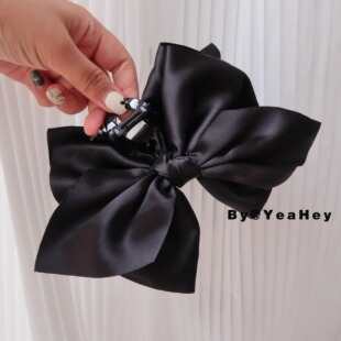 超大号布艺黑色蝴蝶结气质百搭后脑勺多发量鲨鱼发抓夹子 原创新款