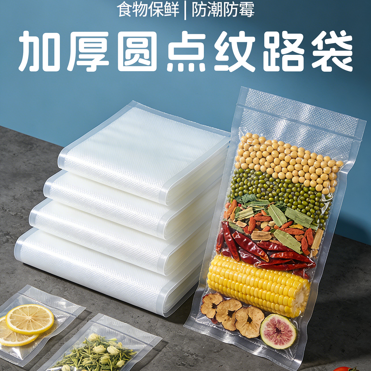 纹路食品真空包装袋家用卷袋卷装阿胶真空机塑封压缩封口保鲜袋子