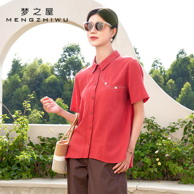 梦之屋2026春夏新款棉麻短袖衬衫
