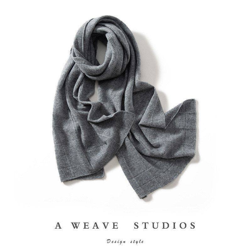 秋冬新款山羊绒围巾女方块型纯色保暖长款围脖披肩软糯亲肤