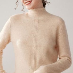 半高领宽松软糯套头百搭毛衣针织打底衫 女款 批发 山羊绒衫 简约风格