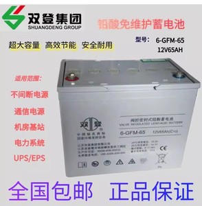 双登6-GFM-65铅酸免维护蓄电池12V65AH 直流屏UPS通讯消防EPS电源