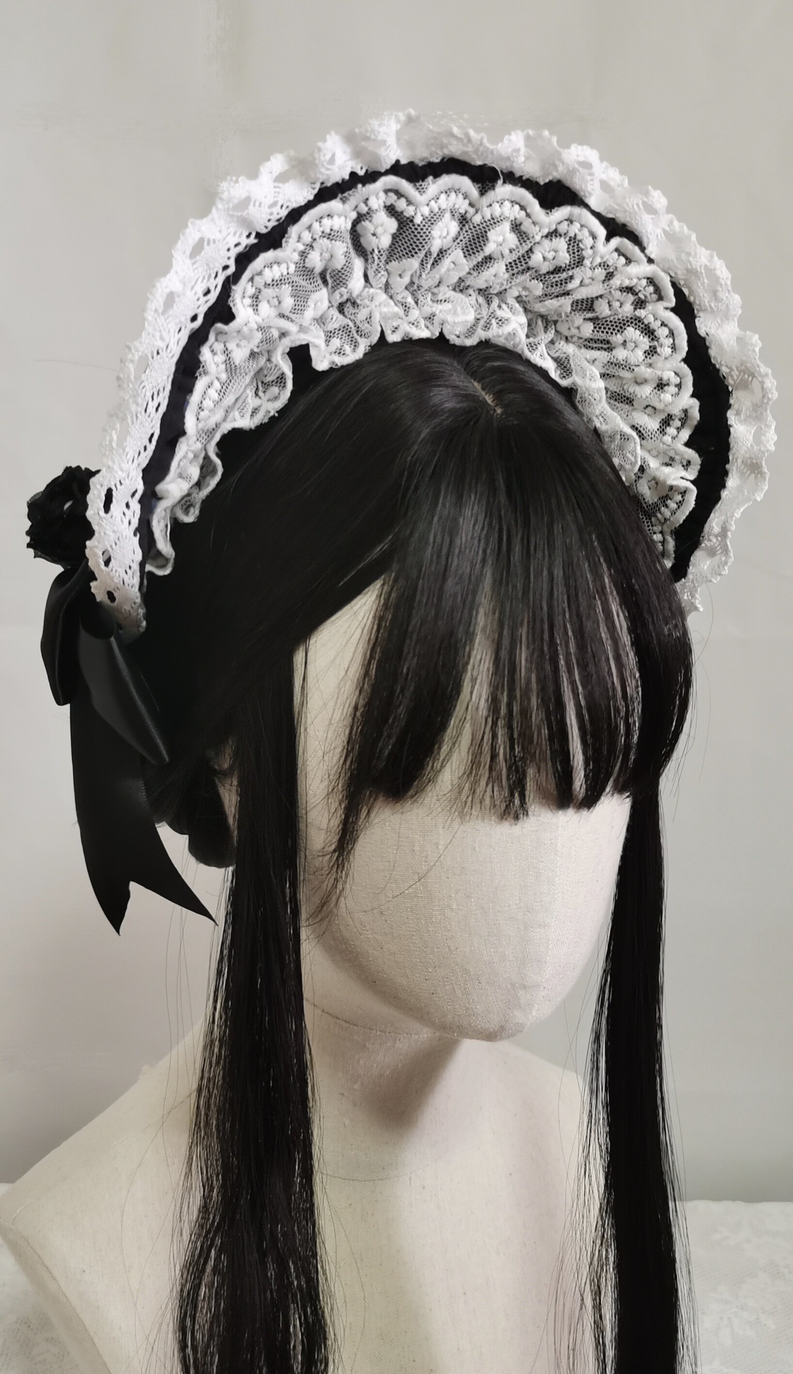 包邮 原创手作洛丽塔波奈特头饰lolita黑色bnt帽子发带小物可订制