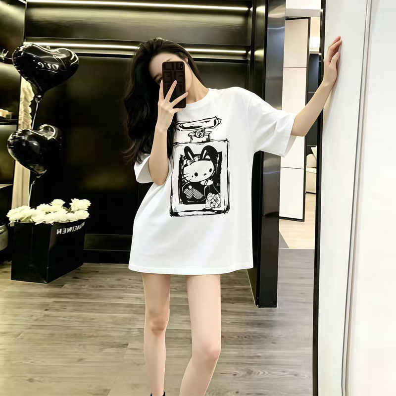 白色短袖t恤女夏季欧货超火慵懒风松弛感穿搭巨好看宽松显瘦上衣