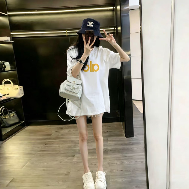 白色短袖t恤女2026新款宽松中长款大版纯棉慵懒风设计感小众上衣
