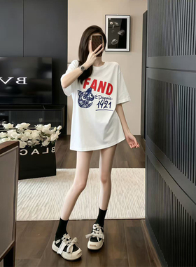 短袖t恤女2026新款巨好看超火减龄欧货大版宽松遮屁股白色上衣潮