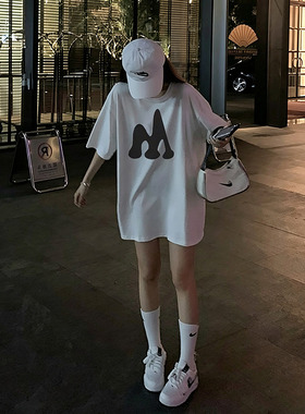 白色短袖t恤女美式2026新款超火爆款字母印花小个子时尚气质上衣