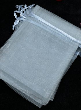 包邮50个灰色珍珠纱袋化妆品试用装网纱礼品束口袋抽绳纱网糖果袋