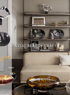 客厅置物架软装饰书架隔断架轻奢摆件墙面陈设工艺品画抽象摆件