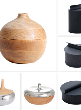 木纹家用糖果罐软装装饰品摆件样板间客厅餐桌零食储物罐干果盒子