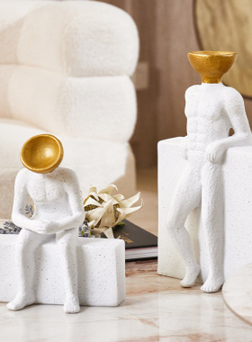 简约现代树脂人物摆件客厅壁龛摆设书房样板间售楼处装饰品