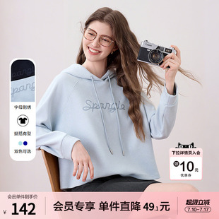 betu百图美式字母刺绣连帽卫衣女2026年春季新款短款小个子帽衫