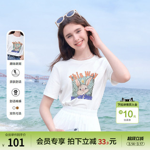 betu百图美式趣味图案T恤女短袖2025年夏季新款宽松圆领体恤衫