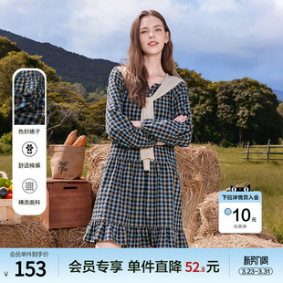 betu百图英伦风荷叶边格子连衣裙女2026年春季 独特好看裙子 新款