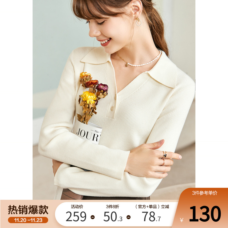 长袖毛针织衫betu套头翻领