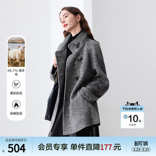 betu百图高级感赫本风羊毛双面呢大衣女2025年冬季 毛呢外套 新款