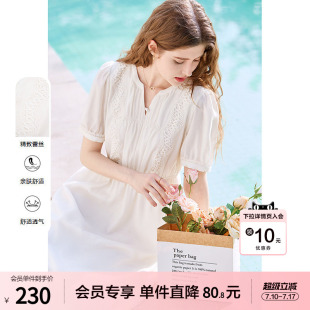 betu百图白色蕾丝气质连衣裙2026年夏季新款短袖仙气裙连身长裙
