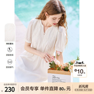 betu百图白色蕾丝气质连衣裙2026年夏季新款短袖仙气裙连身长裙