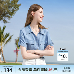 牛仔衬衫 短袖 女2025年夏季 新款 风莱赛尔衬衣 betu百图经典 工装 款