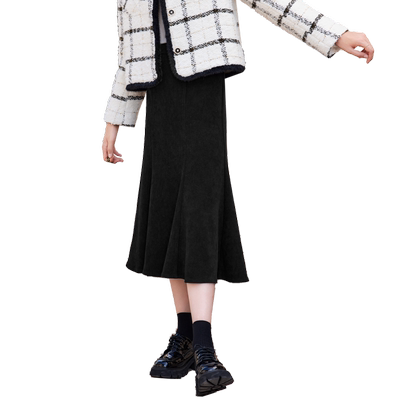 百图鱼尾betu雪尼尔中长款通勤