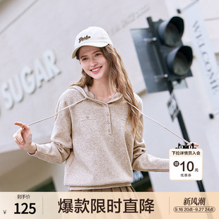 betu百图法式软糯连帽针织衫女套头2026年春秋新款宽松外穿毛衣