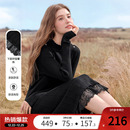 蕾丝边打底裙 新款 betu百图法式 花边半高领针织连衣裙2025年秋季