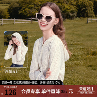 betu百图法式蕾丝鱼骨纹连帽T恤女2026年春秋新款长袖体恤上衣