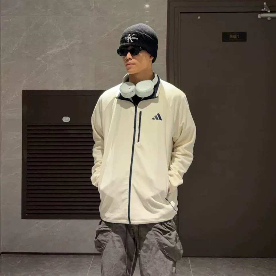 Adidas阿迪达斯外套男子女子春季新款抓绒运动休闲夹克外套KH1804