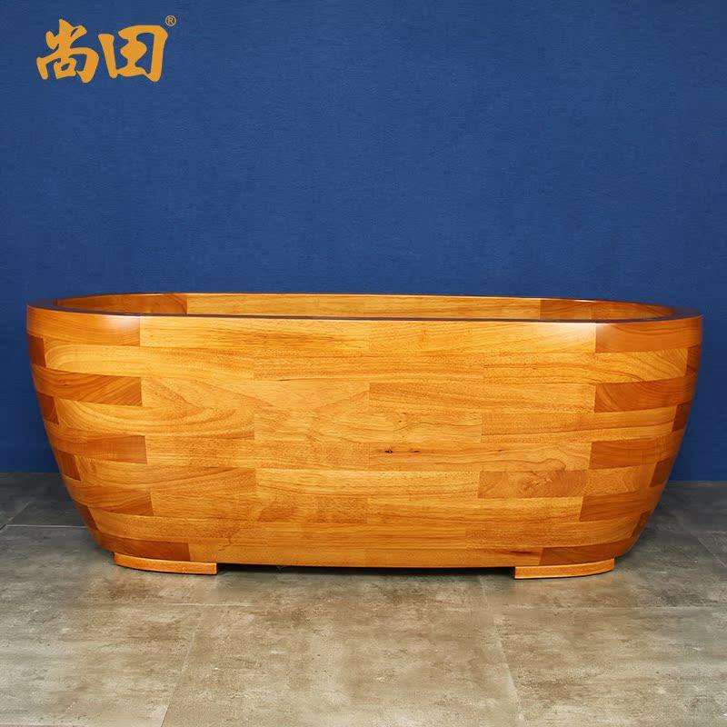 尚田木质大浴缸6cm厚木材叠砌桶