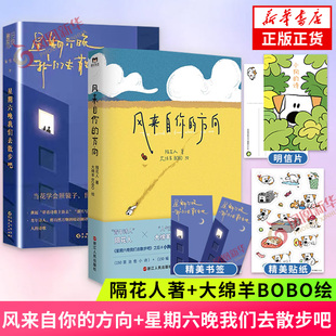 风来自你的方向+星期六晚我们去散步吧 套装2册【赠贴纸+明信片+书签】隔花人&大绵羊BOBO 写下年轻人内心问题人生困惑现当代诗歌