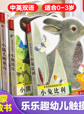 小兔比利 触摸书婴儿早教玩具绘本0到3岁 乐乐趣幼儿启蒙早教书儿童翻翻书 3-4岁儿童益智早教书 2岁宝宝书籍宝宝绘本1一3岁洞洞书